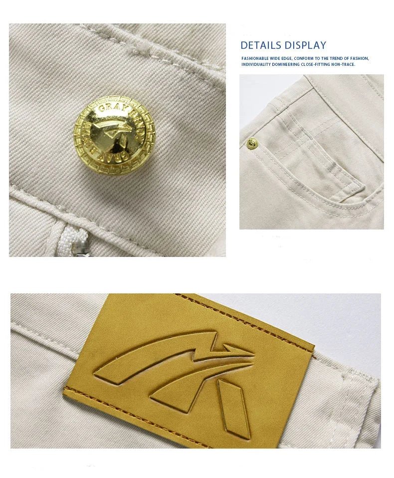 2024 New Summer Thin Men's Straight Denim Cotton Stretch Creamy - white Jeans Classic Business Pants Fashion Trousers Male Brand - PratSN