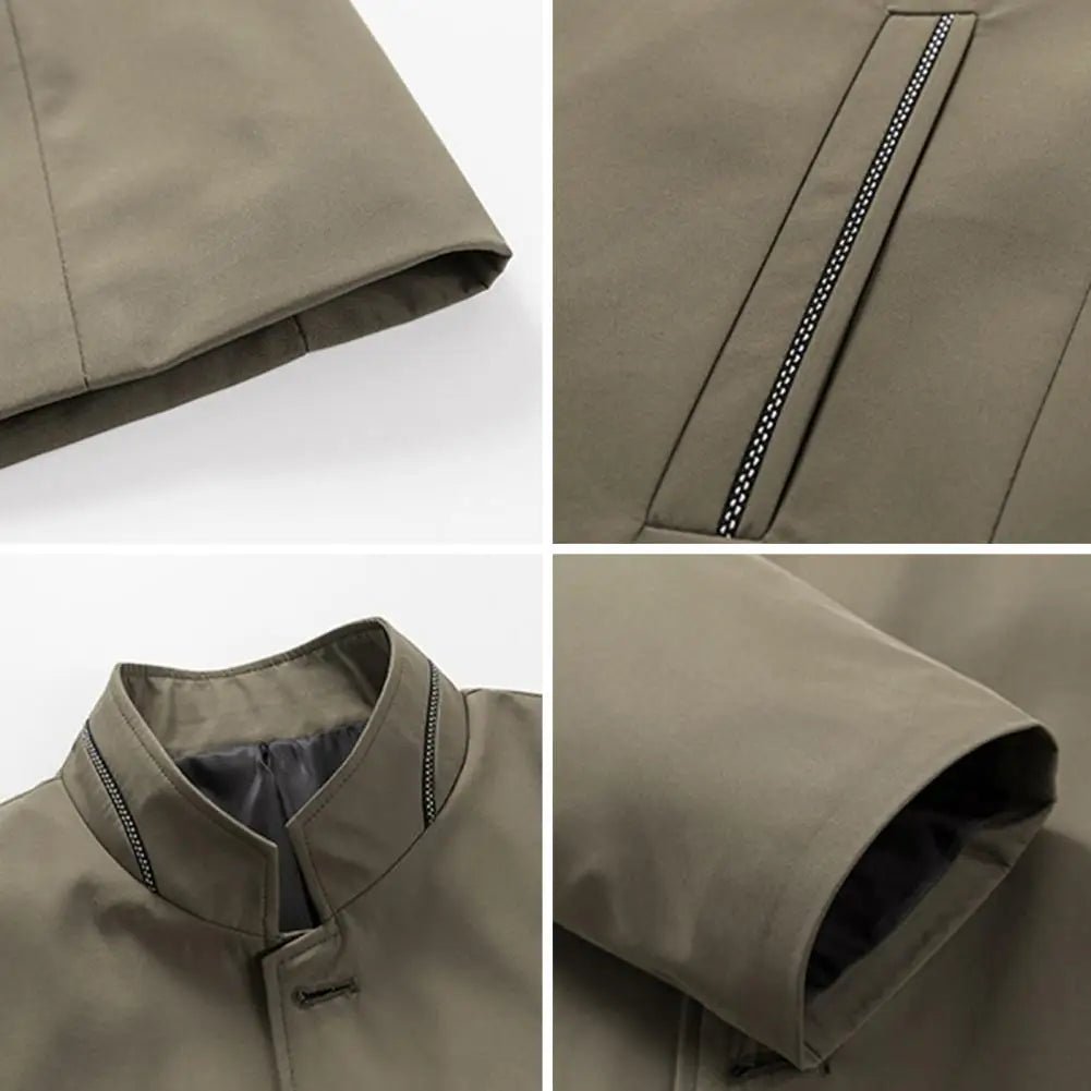 2024 Spring Autumn New Long Cotton Coat New Wool Blend Pure Color Casual Business Fashion Men's Clothing Slim Windbreaker Jacket - PratSN