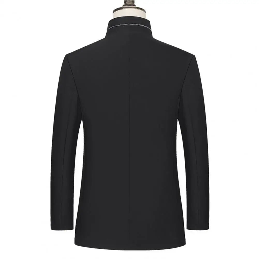 2024 Spring Autumn New Long Cotton Coat New Wool Blend Pure Color Casual Business Fashion Men's Clothing Slim Windbreaker Jacket - PratSN