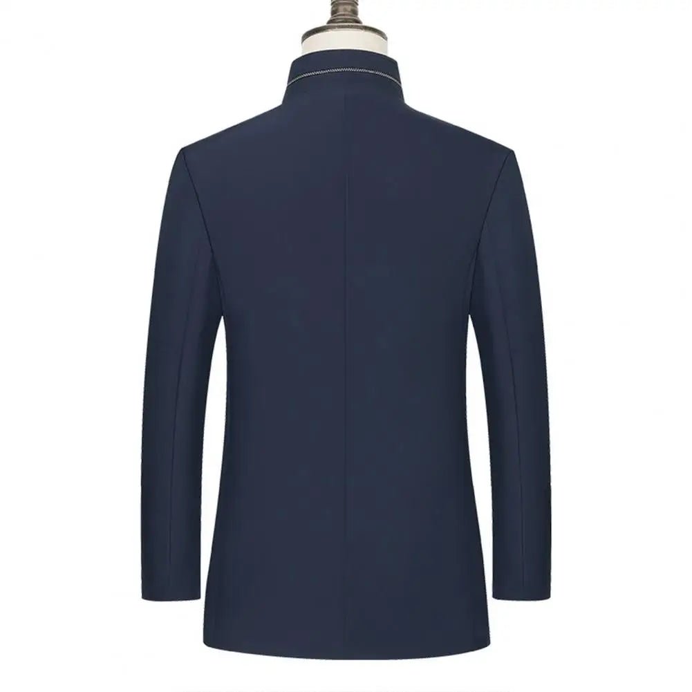 2024 Spring Autumn New Long Cotton Coat New Wool Blend Pure Color Casual Business Fashion Men's Clothing Slim Windbreaker Jacket - PratSN