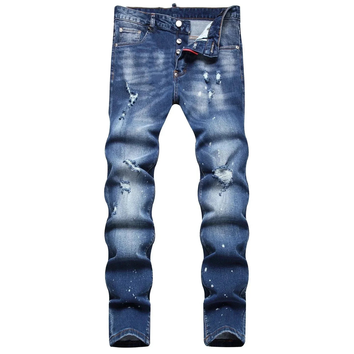 2025 Men's Ripped Jeans Luxury Brand Light Blue Holes Long Trousers Quality Male Fashion Stretch Slim Pants Men Skinny Jeans - PratSN