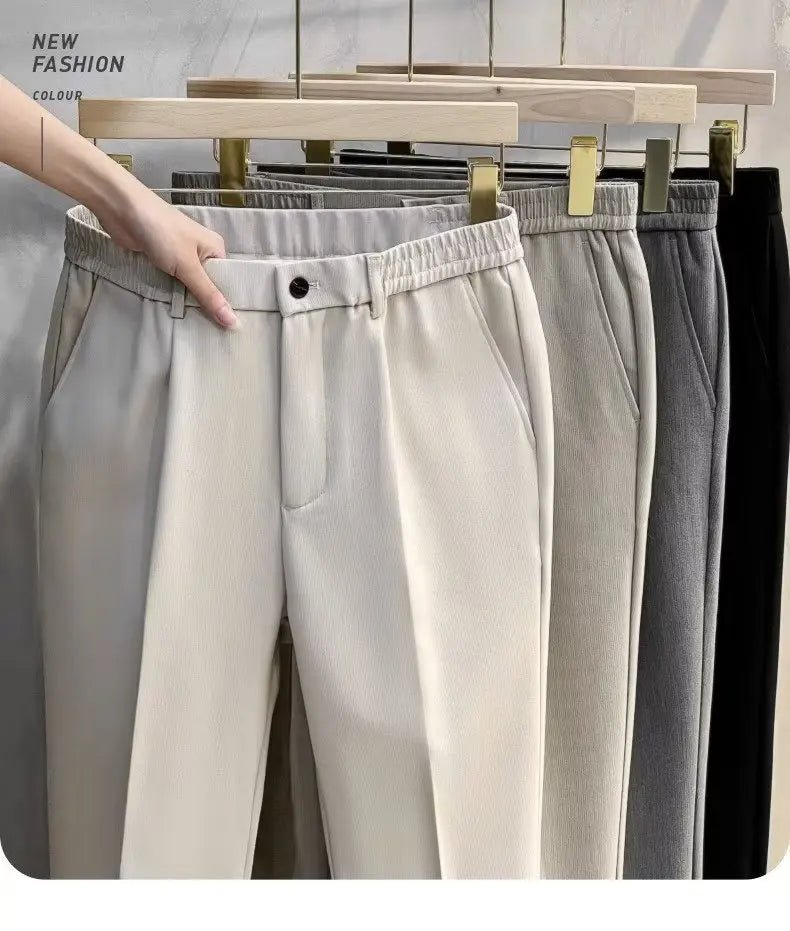 2025 Men's Straight - Leg Suit Pants Spring Trousers Simple Slim Non - ironing Dress Pants for Men - PratSN