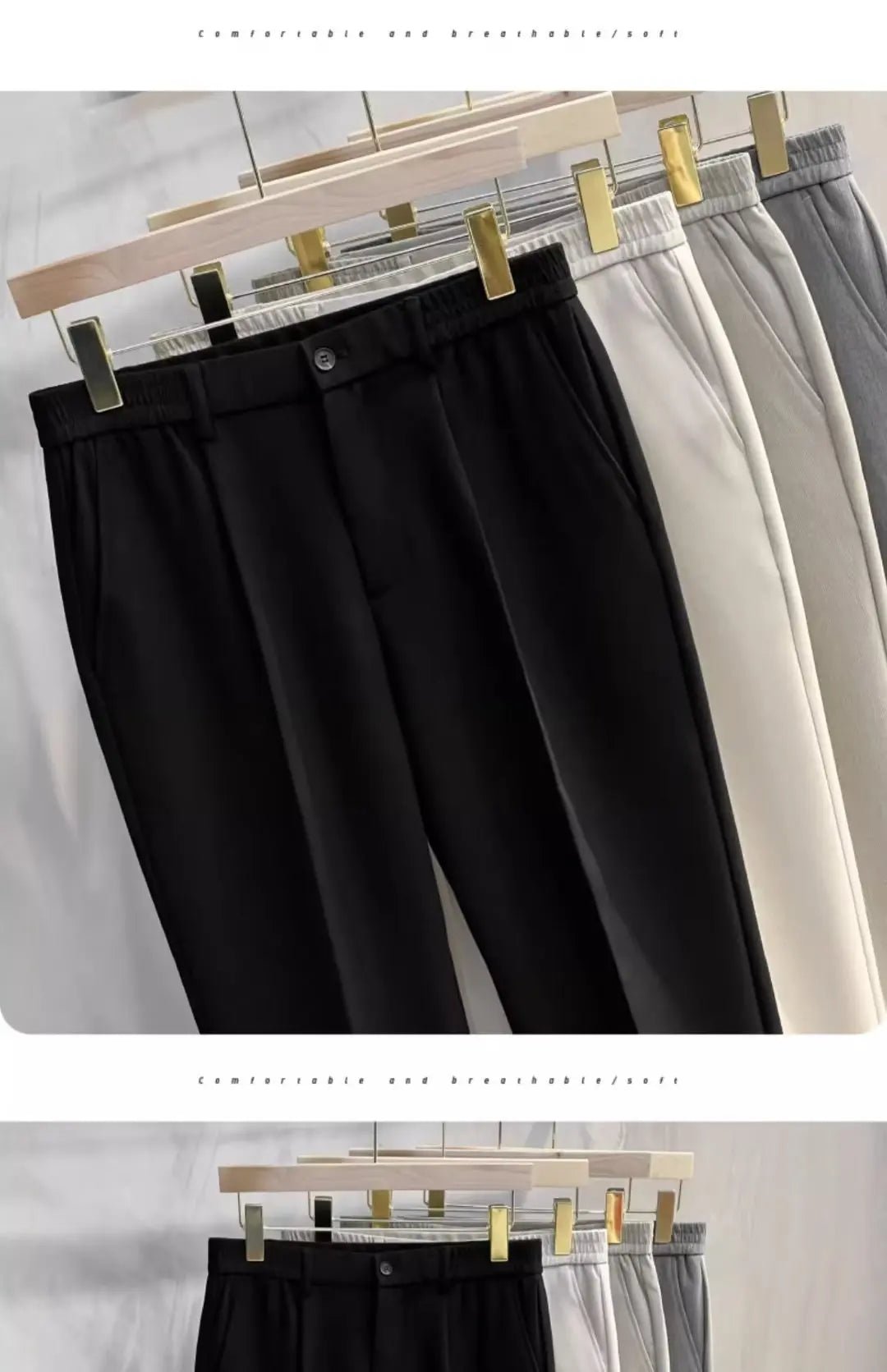 2025 Men's Straight - Leg Suit Pants Spring Trousers Simple Slim Non - ironing Dress Pants for Men - PratSN