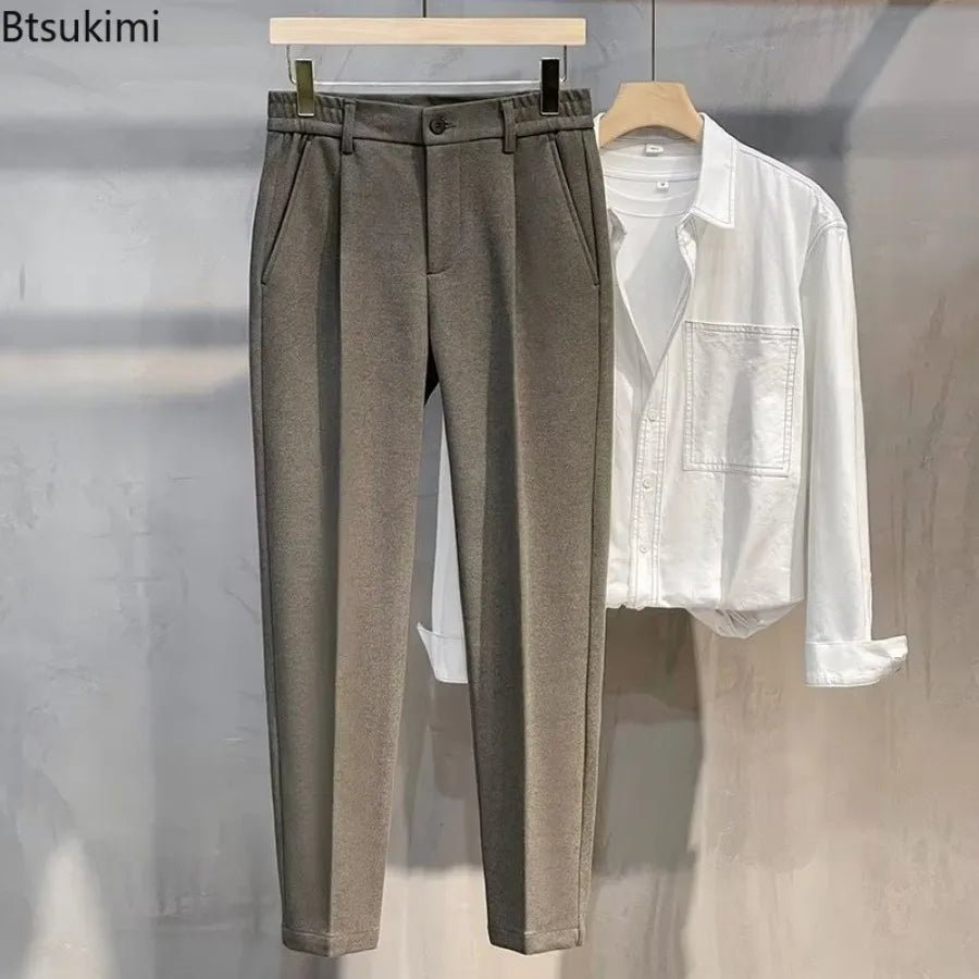 2025 Men's Straight - Leg Suit Pants Spring Trousers Simple Slim Non - ironing Dress Pants for Men - PratSN