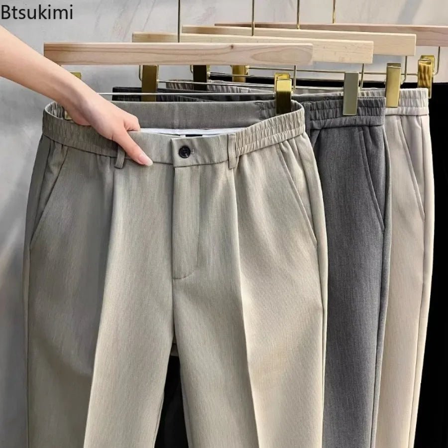 2025 Men's Straight - Leg Suit Pants Spring Trousers Simple Slim Non - ironing Dress Pants for Men - PratSN