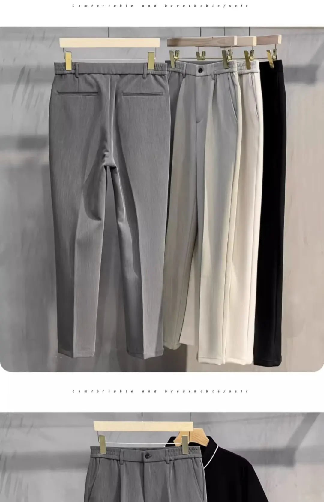 2025 Men's Straight - Leg Suit Pants Spring Trousers Simple Slim Non - ironing Dress Pants for Men - PratSN