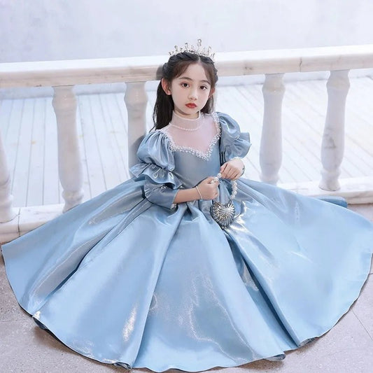 2025 New Elegant Girls Princess Dresses School Activities Kid Host Formal Costumes Children Classic Birthday Party Luxury Gowns - PratSN