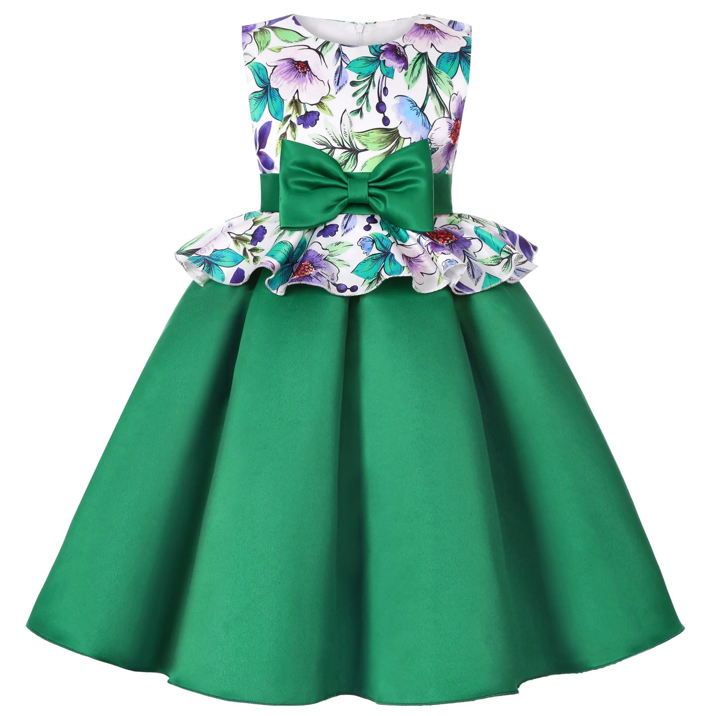 2025 New holiday party children's dress Children's puffy sleeve dress bow princess dress sold well - PratSN