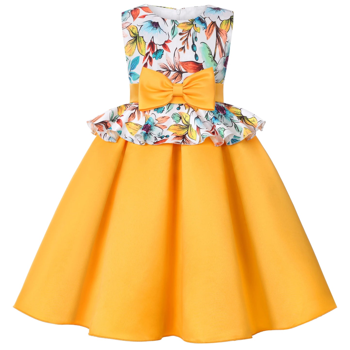 2025 New holiday party children's dress Children's puffy sleeve dress bow princess dress sold well - PratSN