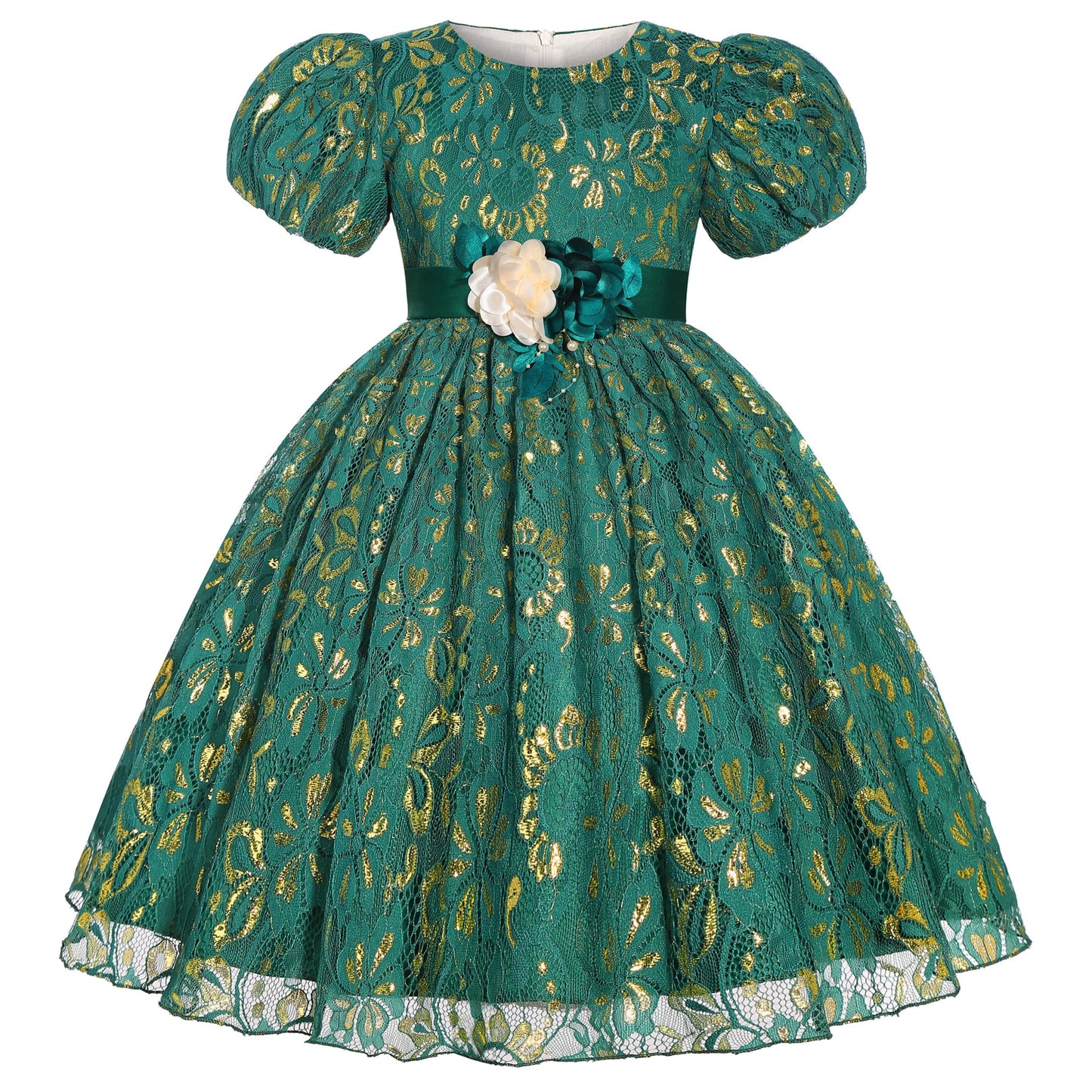 2025 New holiday party children's dress Children's puffy sleeve dress bow princess dress sold well - PratSN
