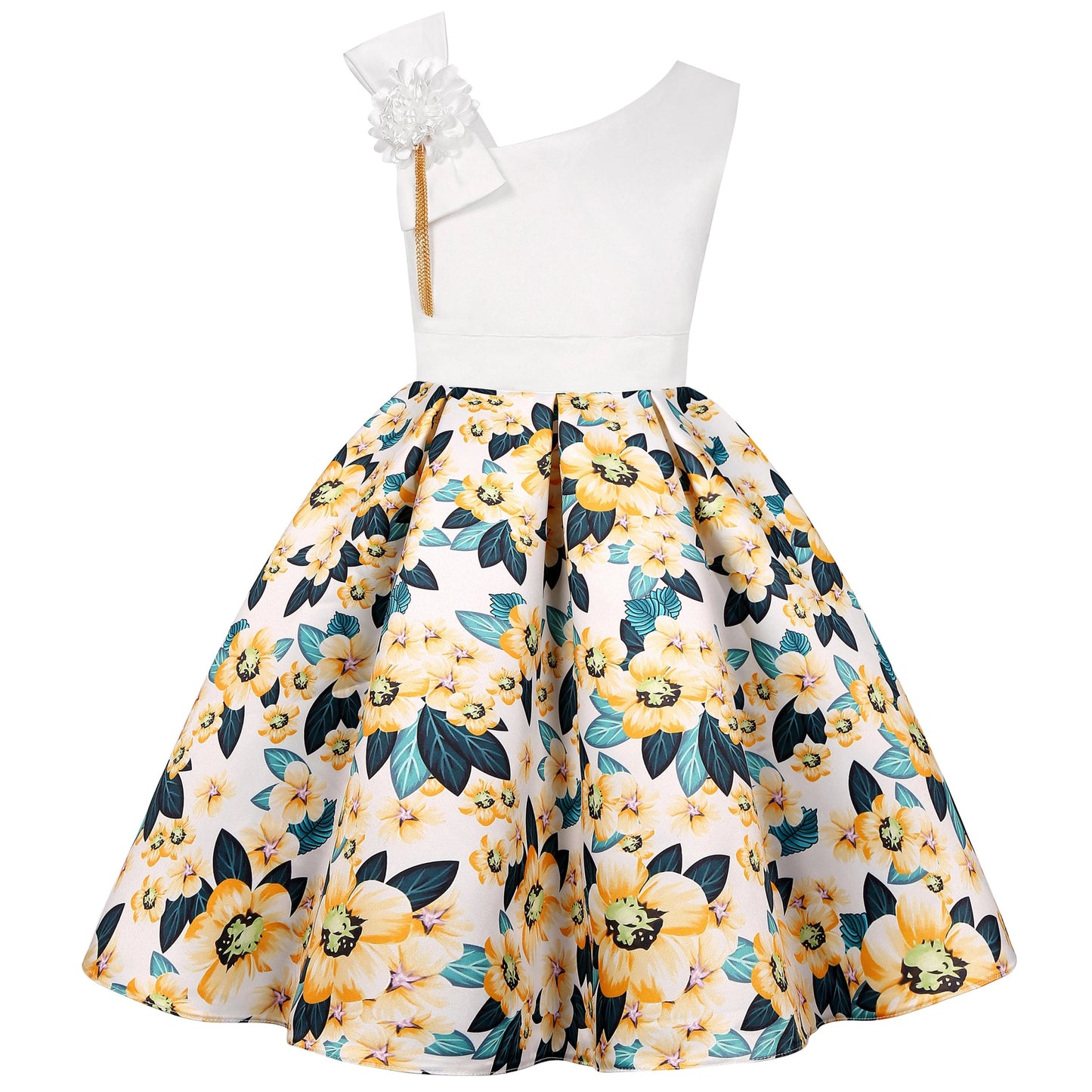2025 New holiday party children's dress Children's puffy sleeve dress bow princess dress sold well - PratSN