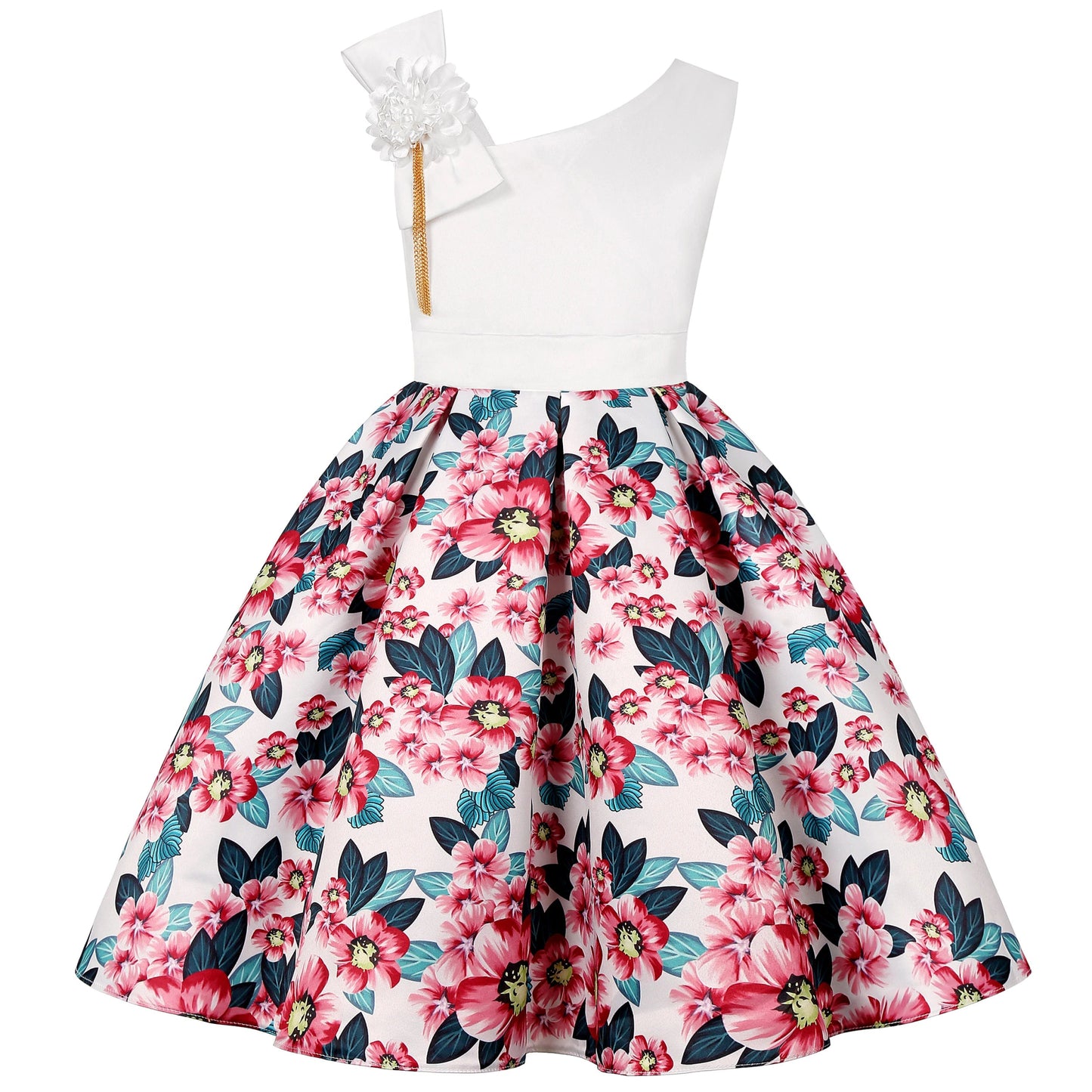 2025 New holiday party children's dress Children's puffy sleeve dress bow princess dress sold well - PratSN