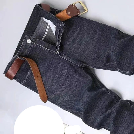 2025 Spring Autumn New Men's Jeans Casual Straight Stretch Fashion Classic Blue Black Work Denim Trousers Male Brand Clothing - PratSN