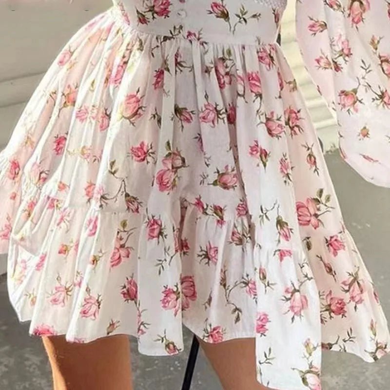 2025 Spring Women's Floral Lace Dress: Vintage - Inspired V - Neck Mini with Cinched Waist & Tencel Blend for Garden Parties - PratSN