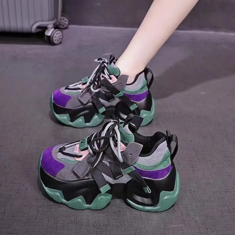 2025 Women's Sneakers New Breathable High Platform Shoes Woman Ladies Vulcanize Casual Chunky Sneakers 7.5CM - PratSN