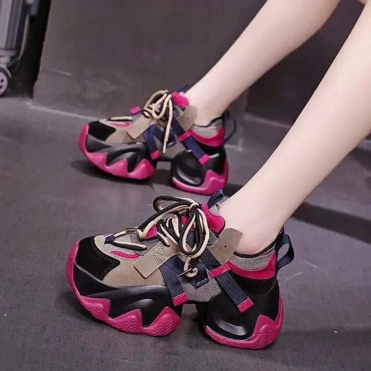 2025 Women's Sneakers New Breathable High Platform Shoes Woman Ladies Vulcanize Casual Chunky Sneakers 7.5CM - PratSN