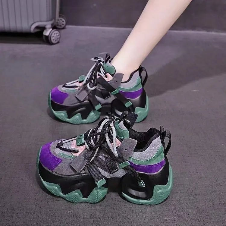2025 Women's Sneakers New Breathable High Platform Shoes Woman Ladies Vulcanize Casual Chunky Sneakers 7.5CM - PratSN