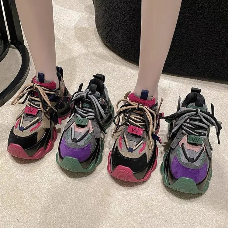 2025 Women's Sneakers New Breathable High Platform Shoes Woman Ladies Vulcanize Casual Chunky Sneakers 7.5CM - PratSN