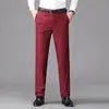 28 - 42 Burgundy Men's Trousers Men's Business Formal Casual Trousers Straight Solid Color Suit Pants - PratSN
