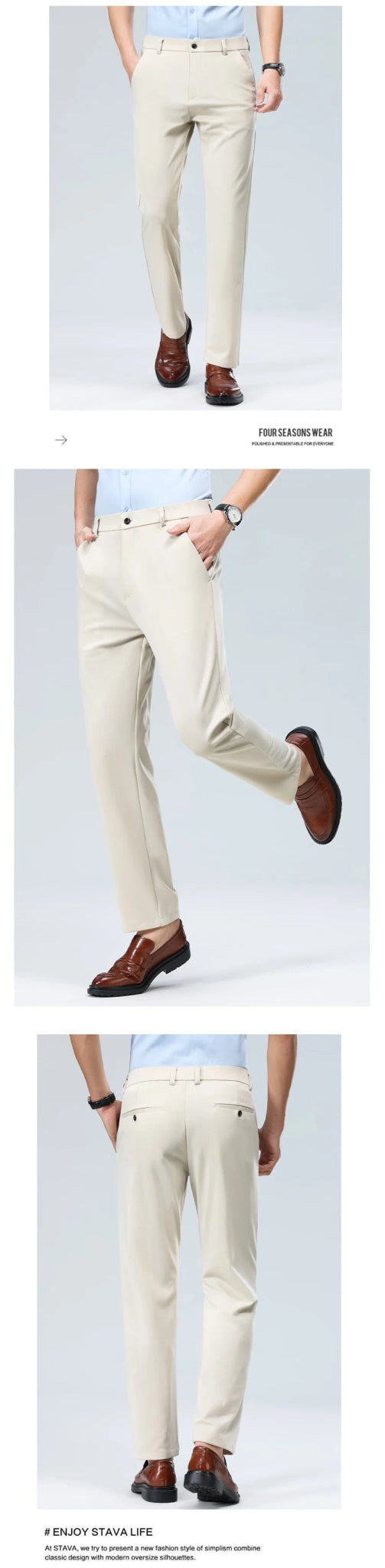 29 - 42 Men's Summer Pants Thin Straight Stretch Casual Pants with No Trace No Ironing Fabric Silky and Cool Feeling - PratSN