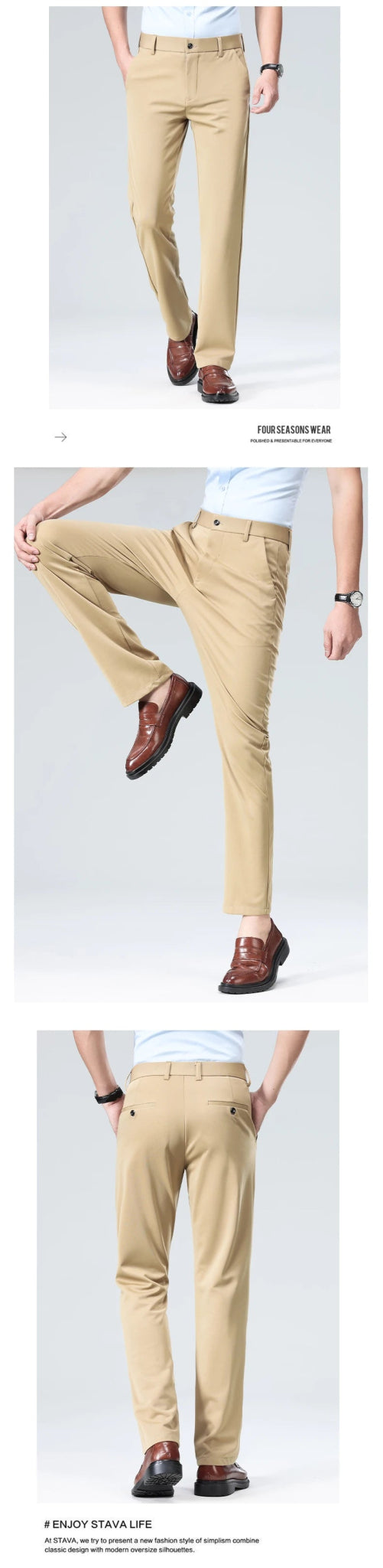 29 - 42 Men's Summer Pants Thin Straight Stretch Casual Pants with No Trace No Ironing Fabric Silky and Cool Feeling - PratSN