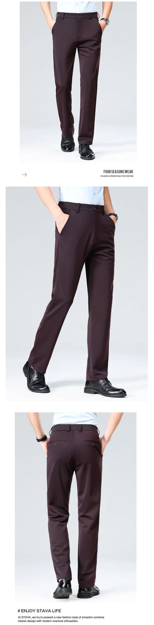 29 - 42 Men's Summer Pants Thin Straight Stretch Casual Pants with No Trace No Ironing Fabric Silky and Cool Feeling - PratSN