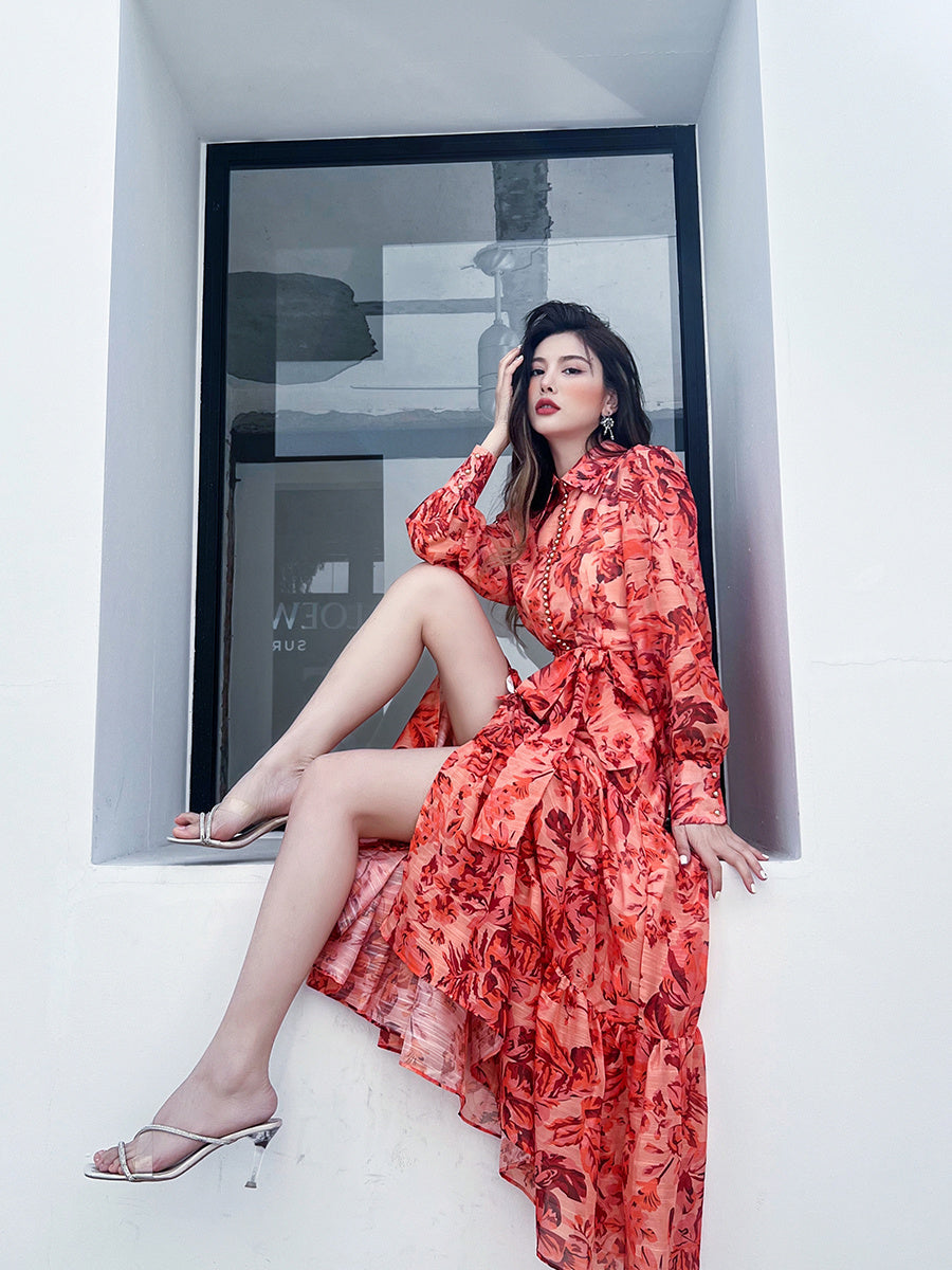 Women's French Long-Sleeved Shirt Dress