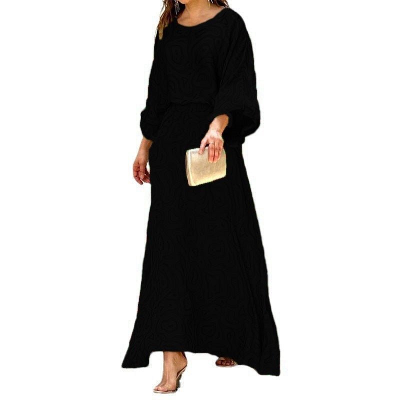2pcs Women's Dress Suits Fashion Loose Printed Long Sleeve Top And High Waist Long Skirt - PratSN