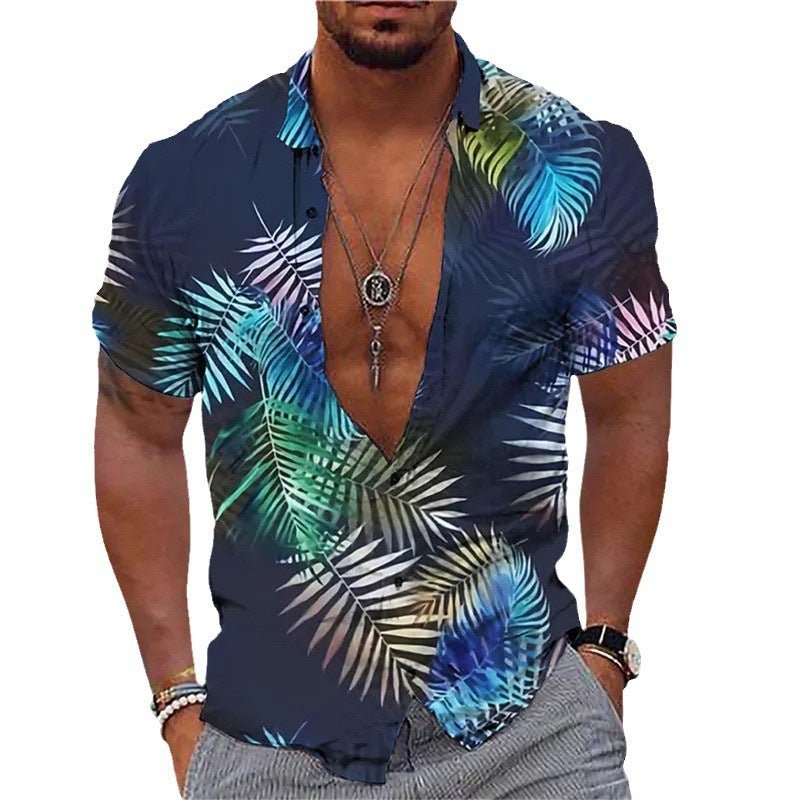 3D Personalized Printing T-shirt Summer Loose Short Sleeve Lapel Shirt Casual Streetwear Clothing For Men - PratSN