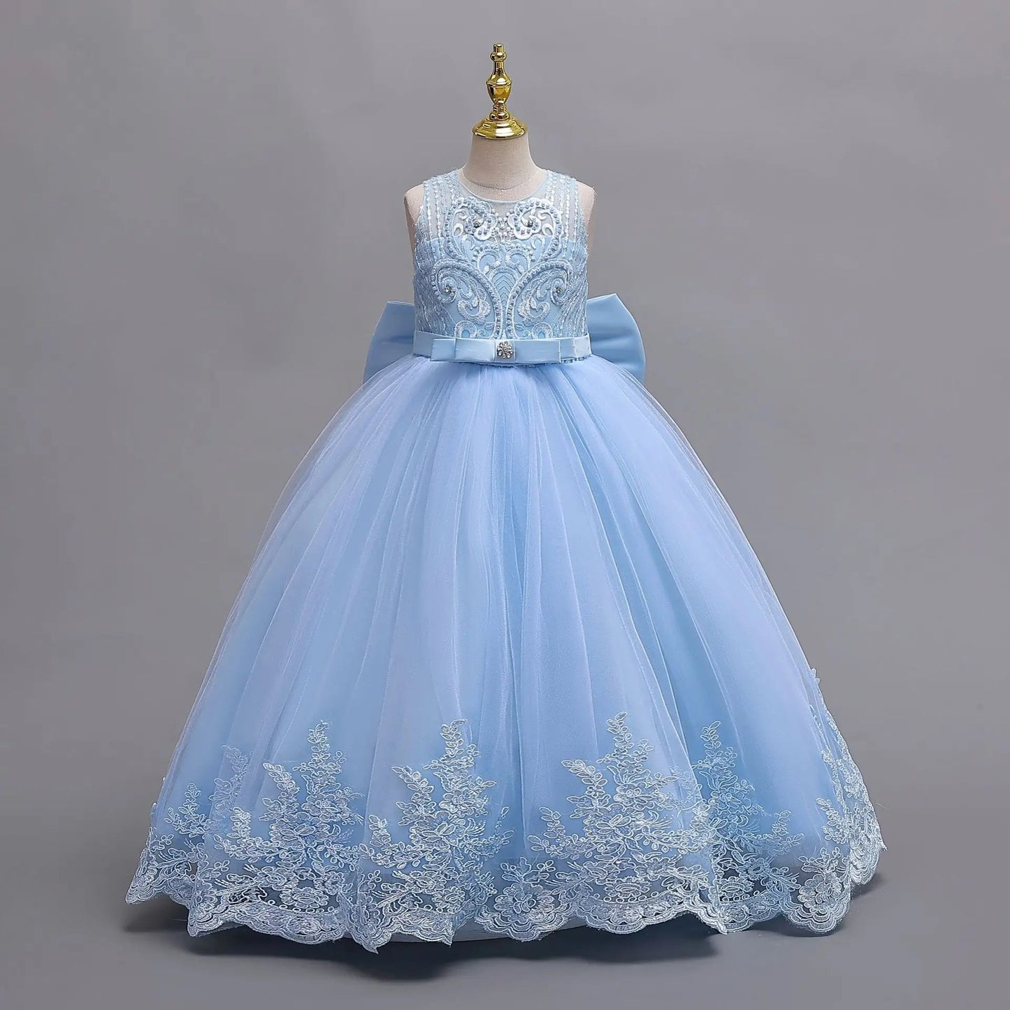 4 - 12 years old gorgeous girl dress sheer elegant girl birthday party princess dress long carnival evening dress summer clothing - PratSN