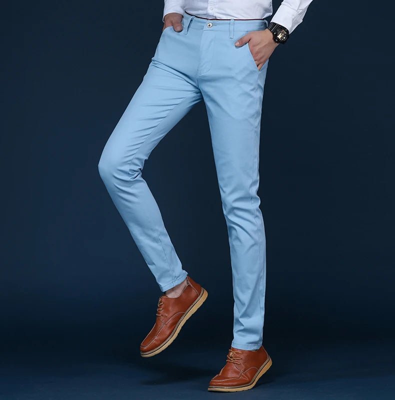 6 Colors Fashion Mens Slim Fit Casual Pants Korea Style Business Work Trousers All - match Mens Midwaist Straight Casual Pants - PratSN