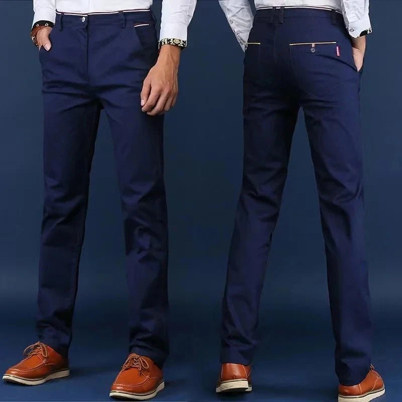 6 Colors Fashion Mens Slim Fit Casual Pants Korea Style Business Work Trousers All - match Mens Midwaist Straight Casual Pants - PratSN