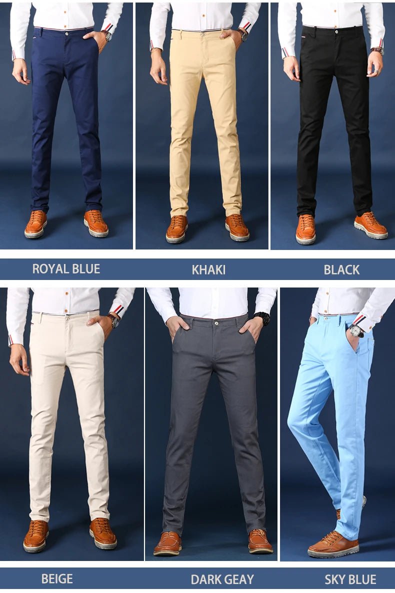 6 Colors Fashion Mens Slim Fit Casual Pants Korea Style Business Work Trousers All - match Mens Midwaist Straight Casual Pants - PratSN