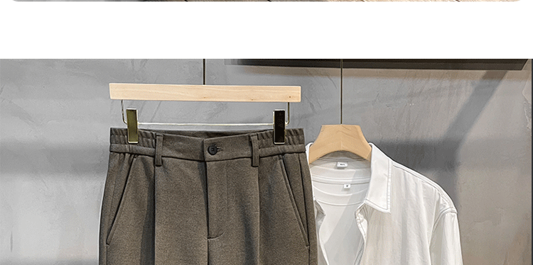 Woolen Pants Men's Straight-leg Silm Fancy Pants Business Casual Pants Suit Pants Cropped Pants Spring & Fall Winter