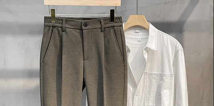 Woolen Pants Men's Straight-leg Silm Fancy Pants Business Casual Pants Suit Pants Cropped Pants Spring & Fall Winter