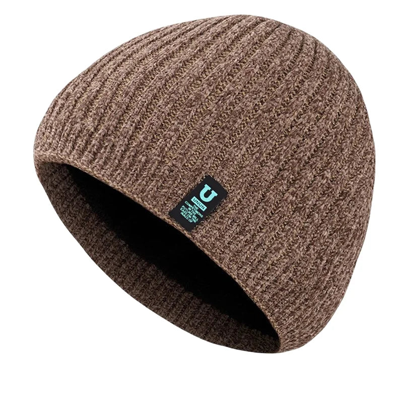 Unisex Two-Tone Winter Hats Add Fur Lined Men And Women Fashion Warm Beanie Cap Casual Winter Knitted Hats