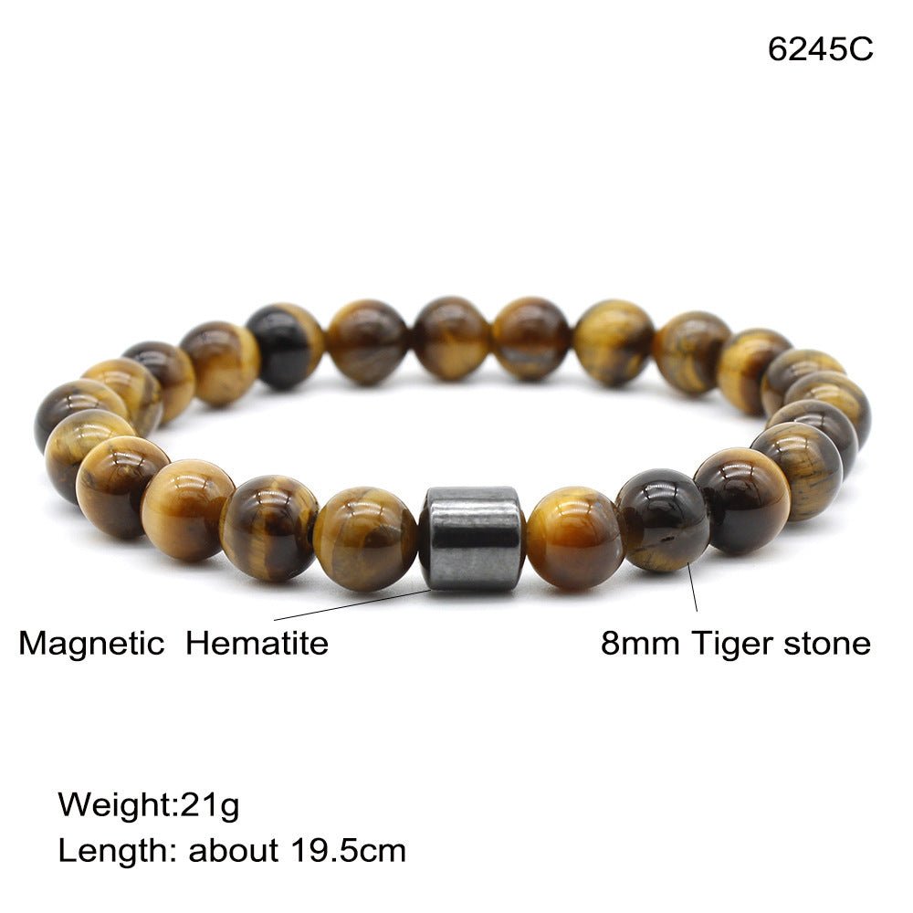 A couple of Black Stone Tiger Eye Bead Bracelets - PratSN
