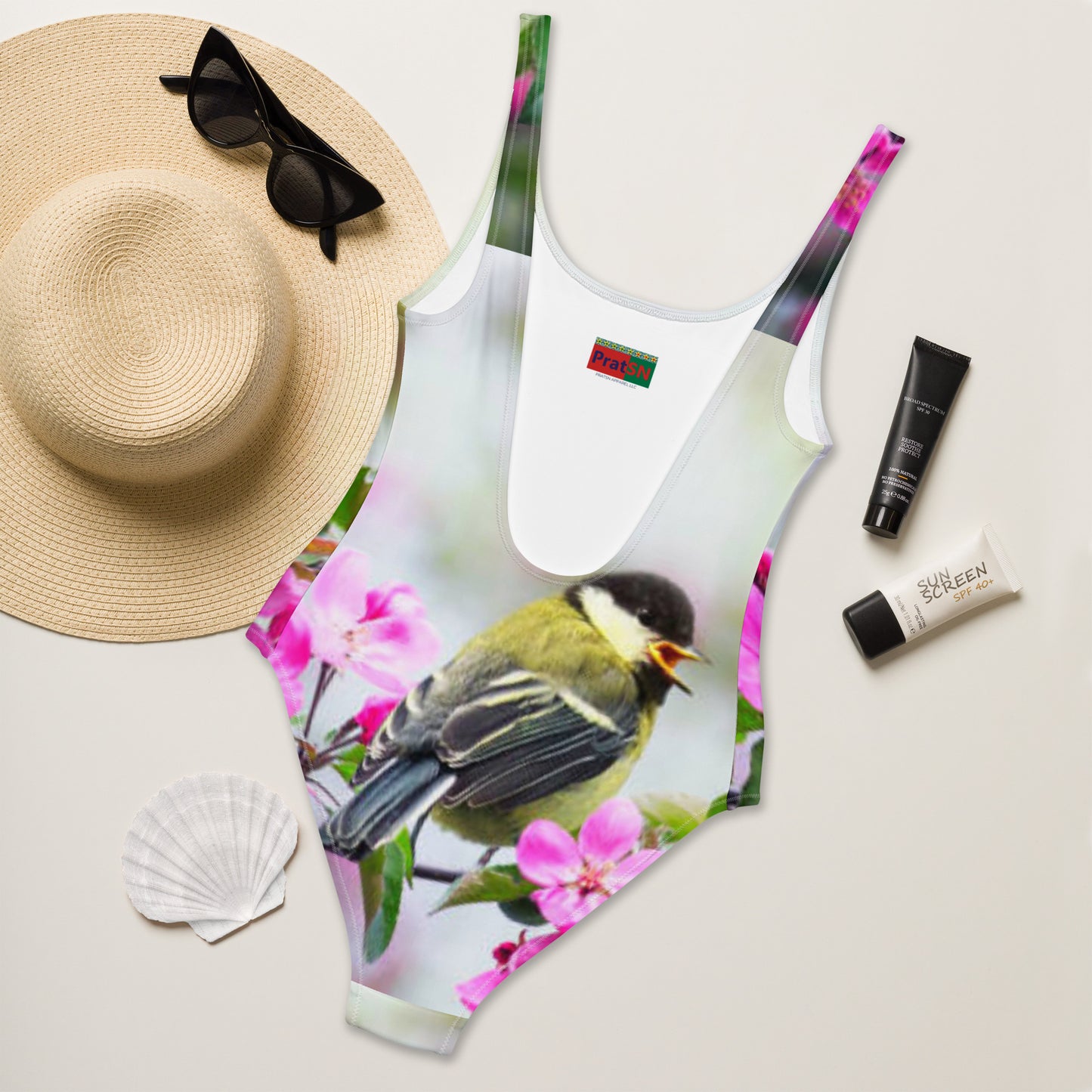 Bird Pattern Swimwear for Beach Babe | Women's One-Piece Swimsuit | Beach Vibes