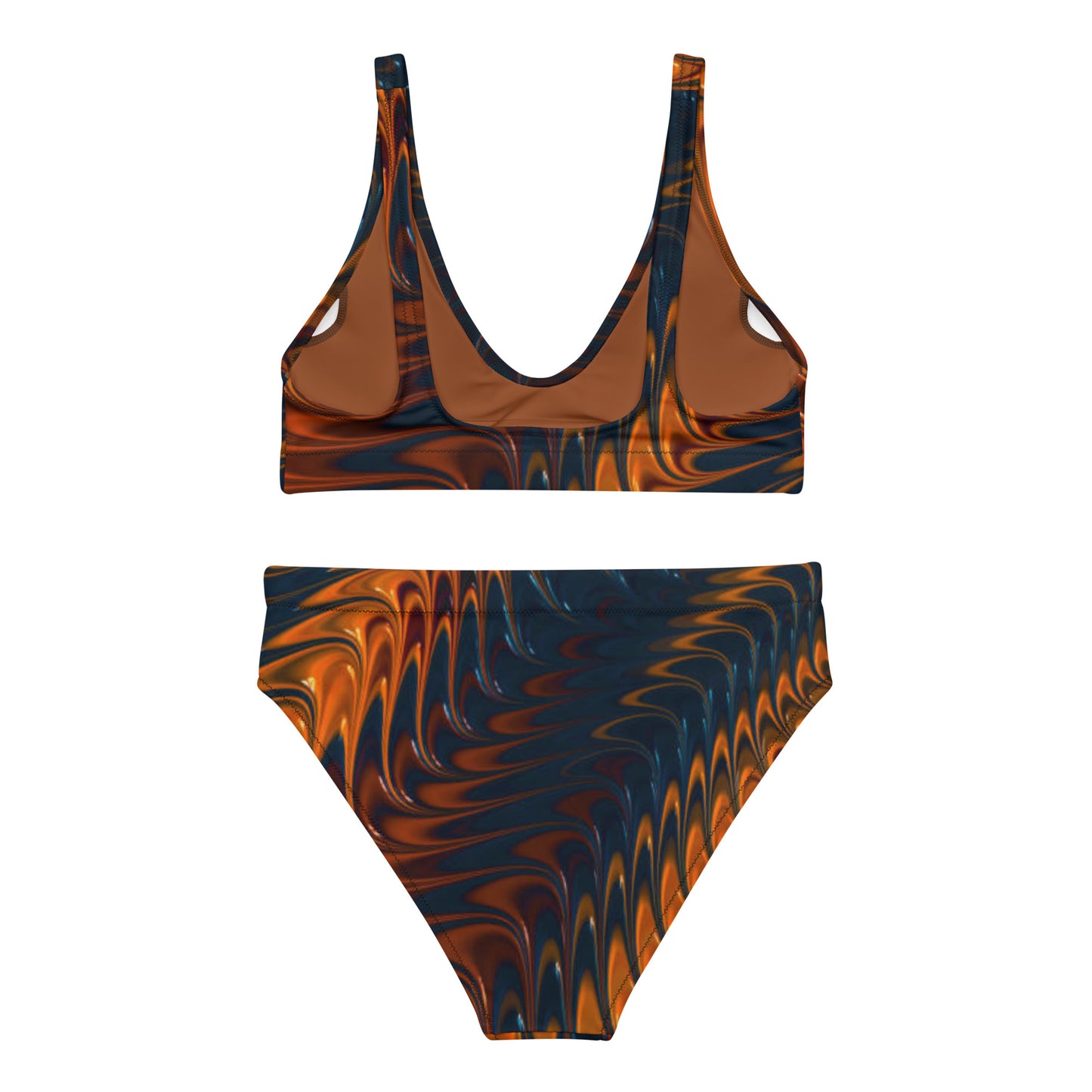 Brown and Black Mosaic Beach dress | Women's High-waisted Two-piece Swimsuits