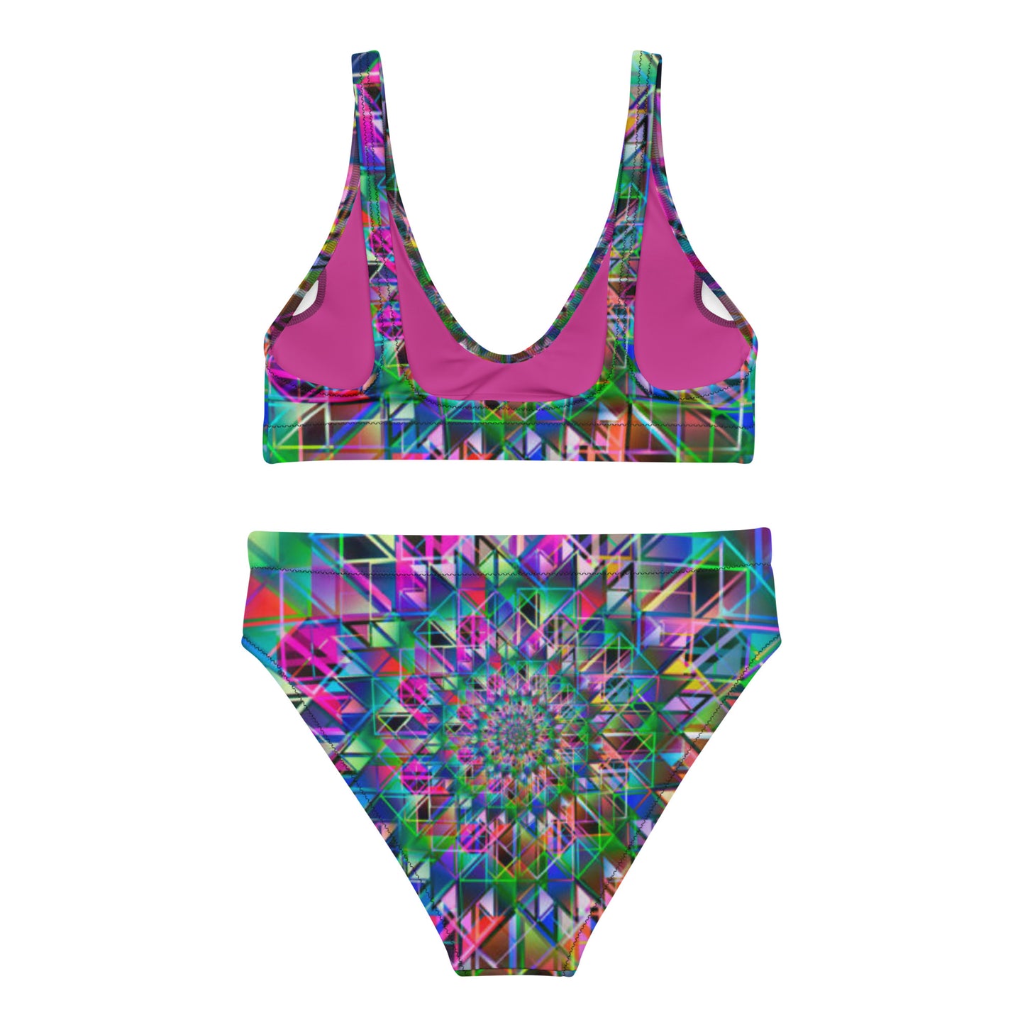 Women's Pink-Purple-Green Multicolor High-waisted Bikini for Women | Beach Essentials