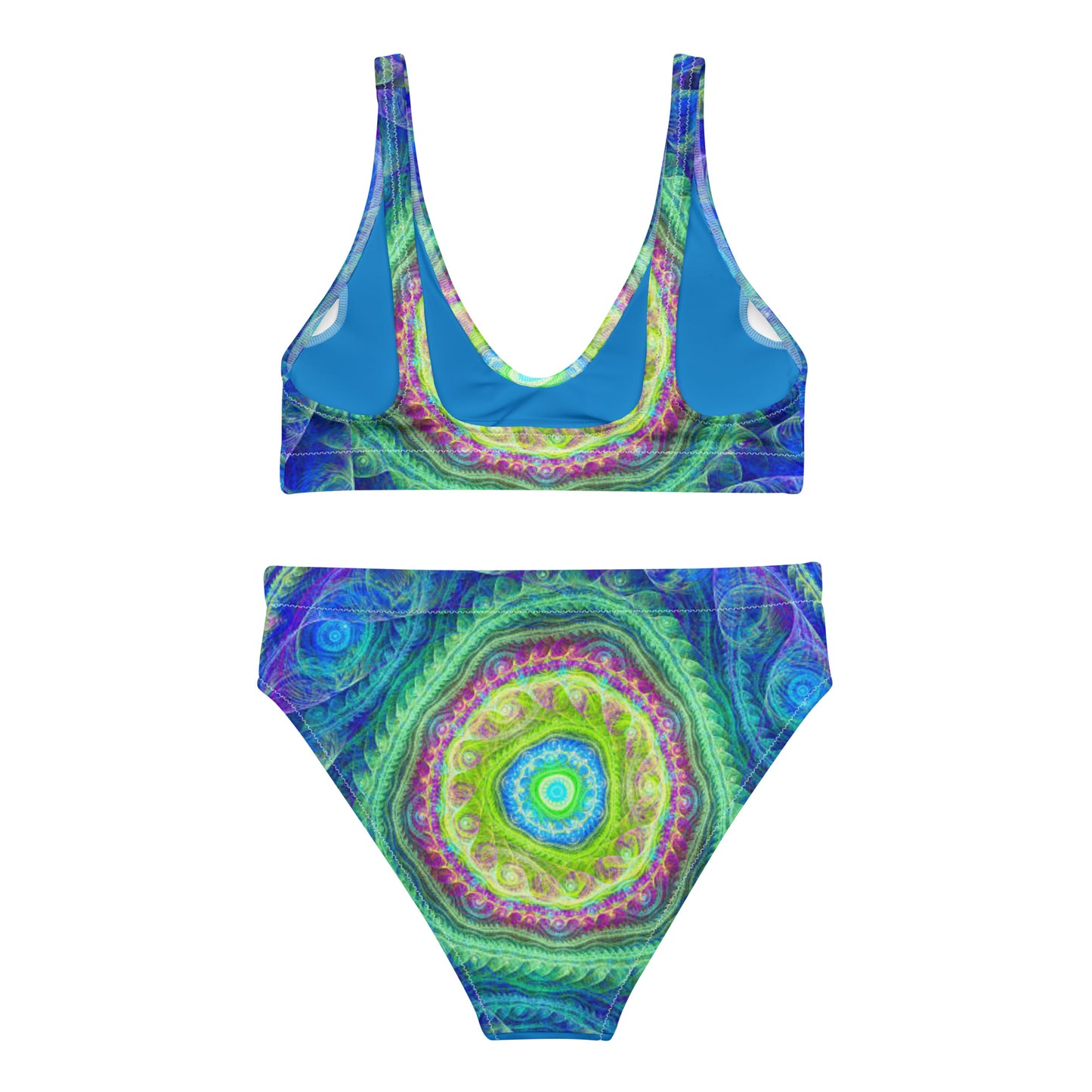 Vibrant Blue and Green High-waisted Bikini | Swimsuit for Women | Beach Vibes