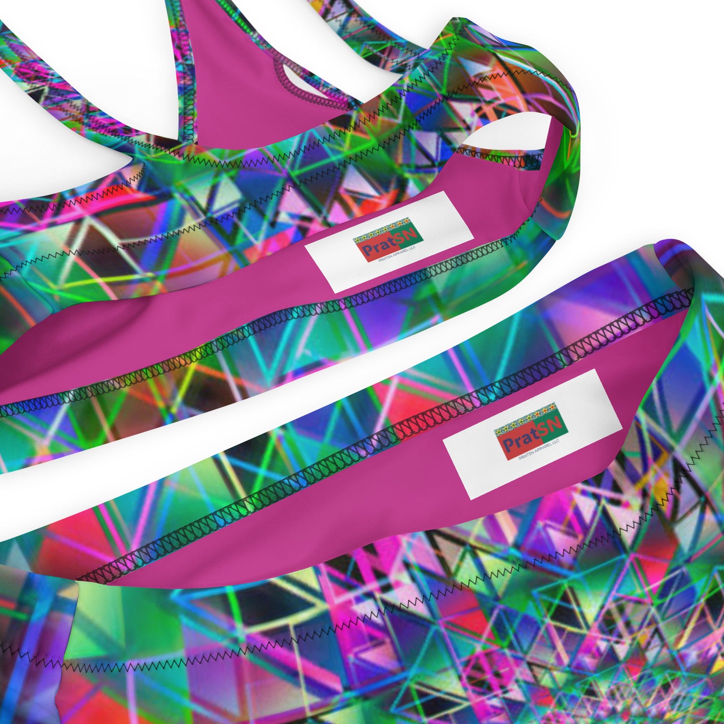 Women's Pink-Purple-Green Multicolor High-waisted Bikini for Women | Beach Essentials