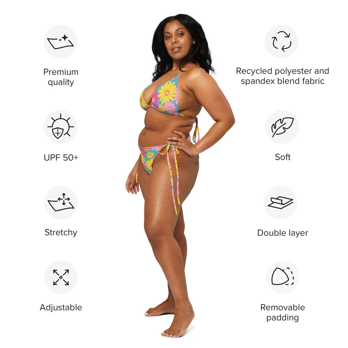 All - over print recycled string bikini, bathing suits, Swimming Suits. Women's Swimwear - PratSN