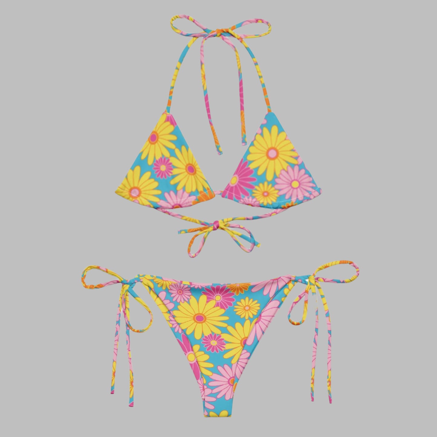 All - over print recycled string bikini, bathing suits, Swimming Suits. Women's Swimwear - PratSN
