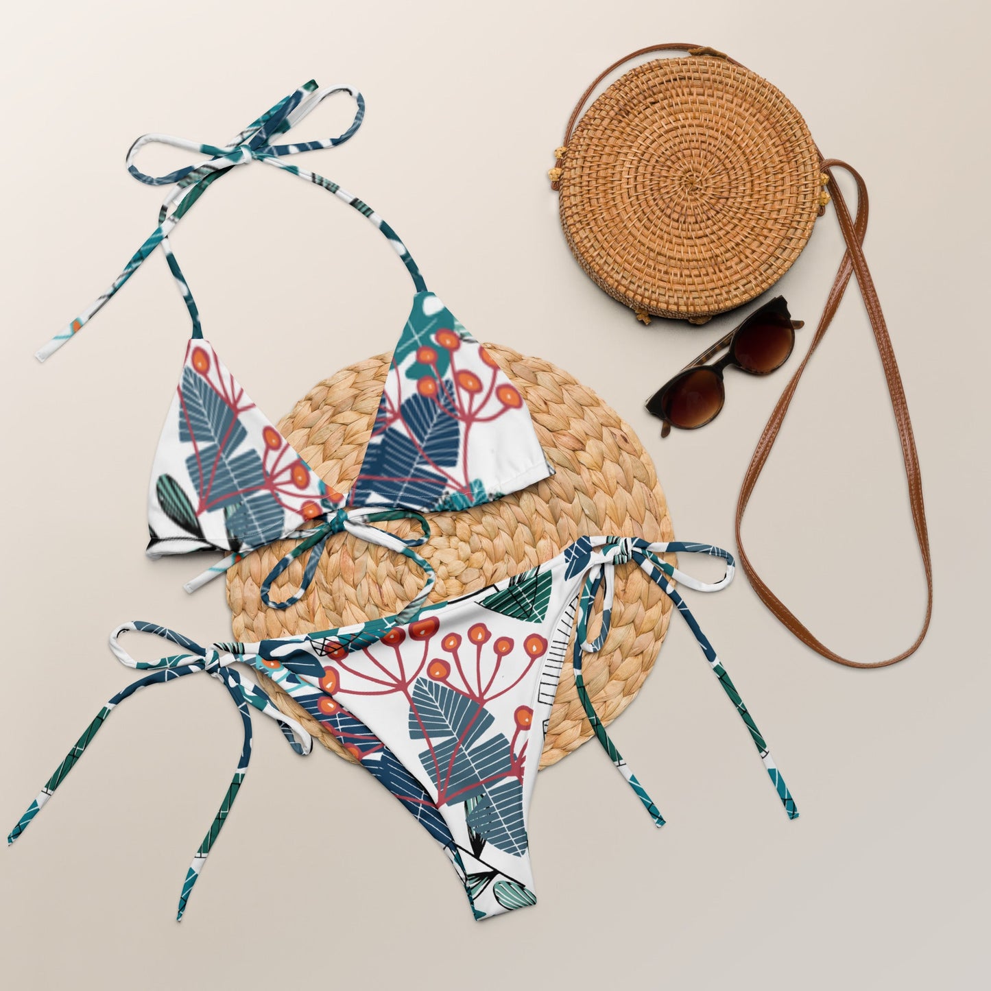 All - over print recycled string bikini, bathing suits, Swimming Suits. Women's Swimwear - PratSN