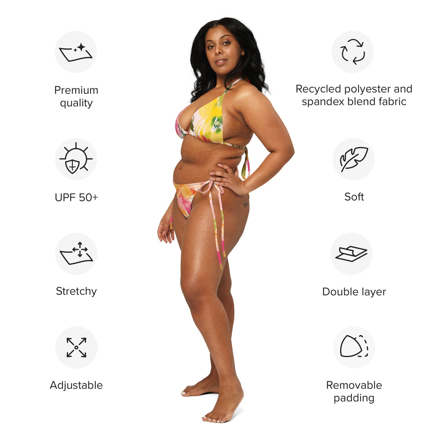 All - over print recycled string bikini, bathing suits, Swimming Suits. Women's Swimwear - PratSN