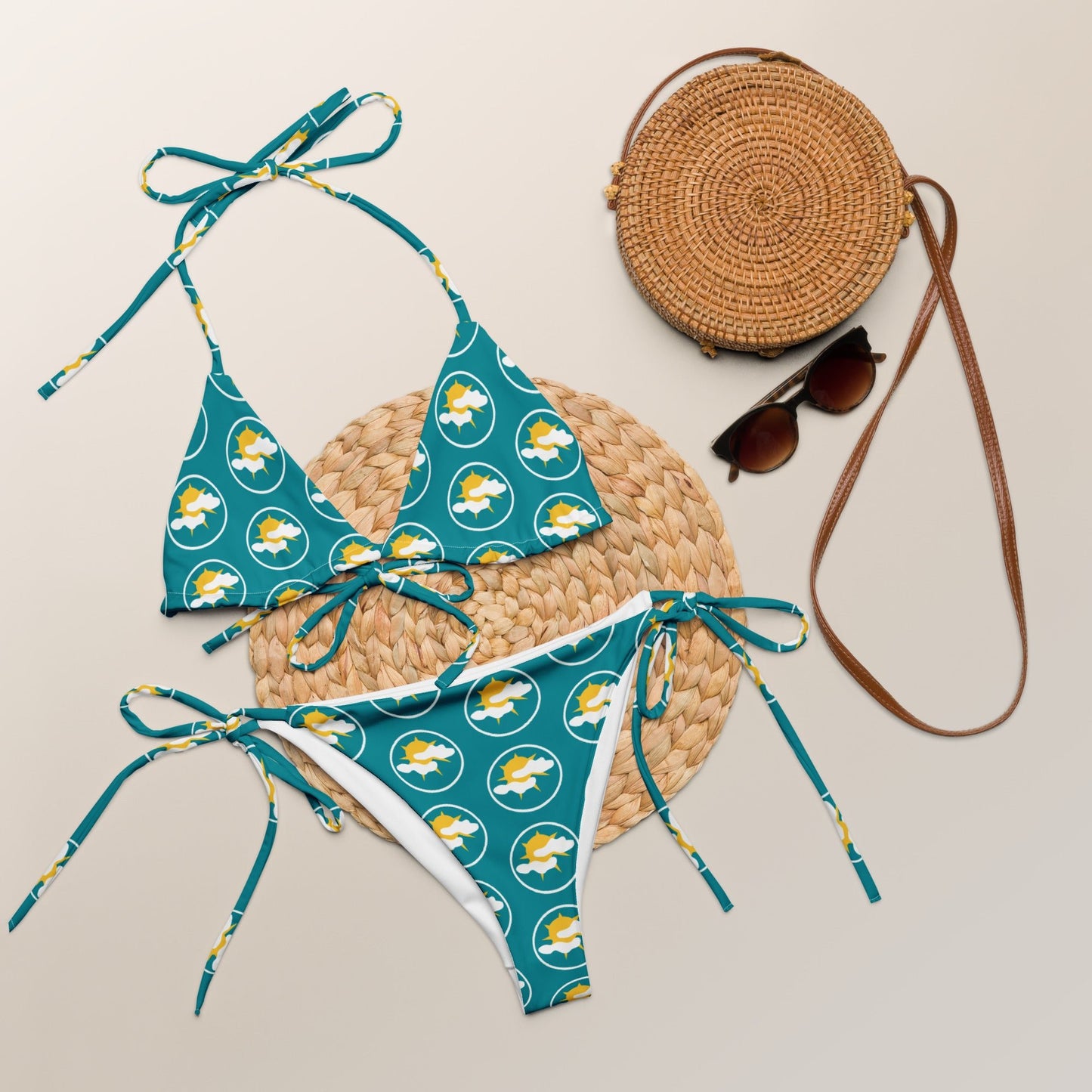 All - over print recycled string bikini, bathing suits, Swimming Suits. Women's Swimwear - PratSN