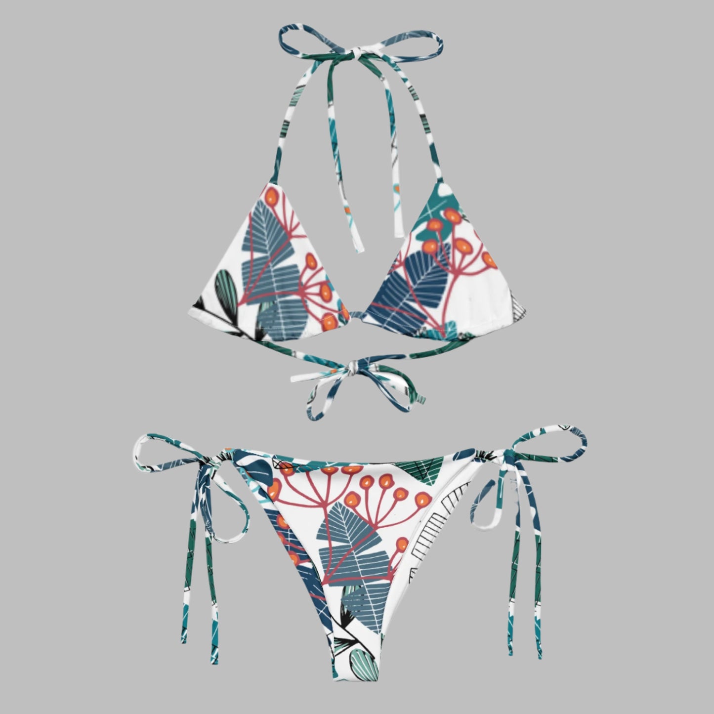 All - over print recycled string bikini, bathing suits, Swimming Suits. Women's Swimwear - PratSN