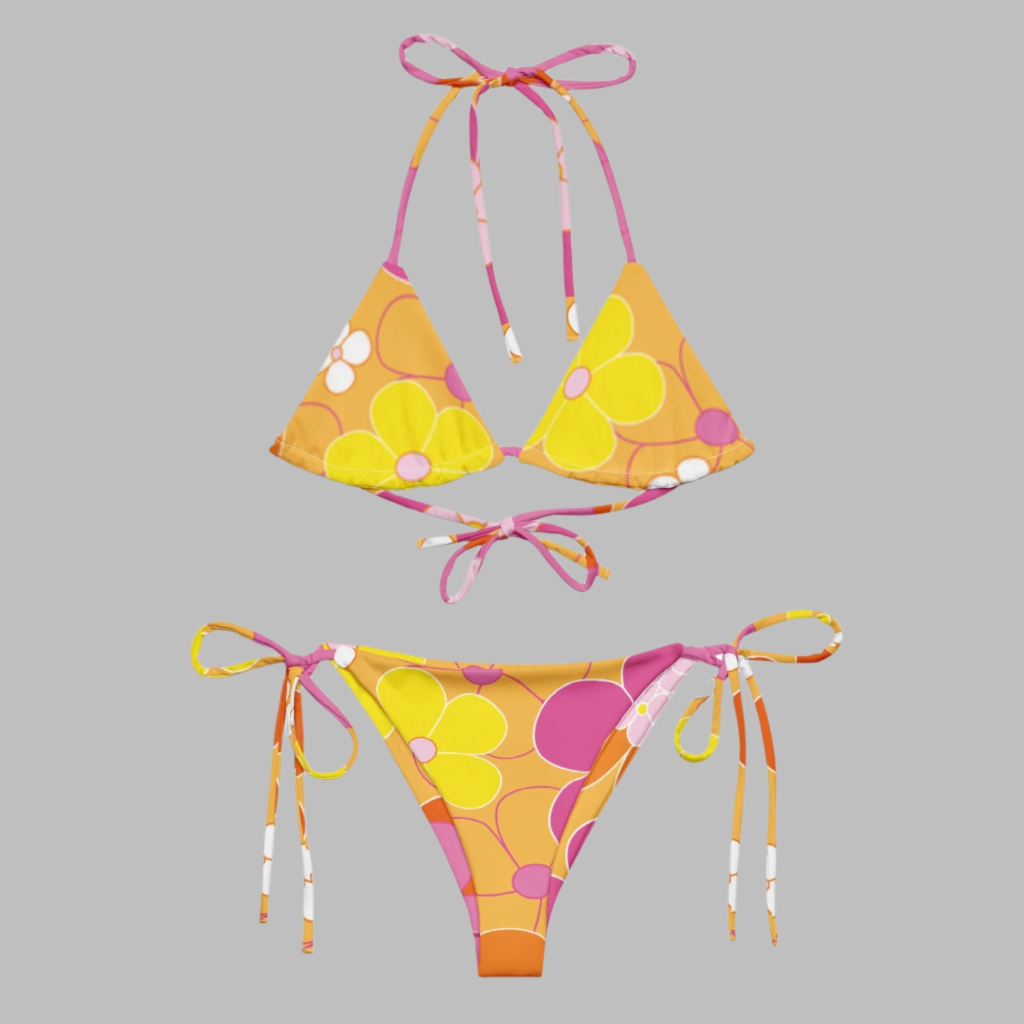 All - over print recycled string bikini, bathing suits, Swimming Suits. Women's Swimwear - PratSN