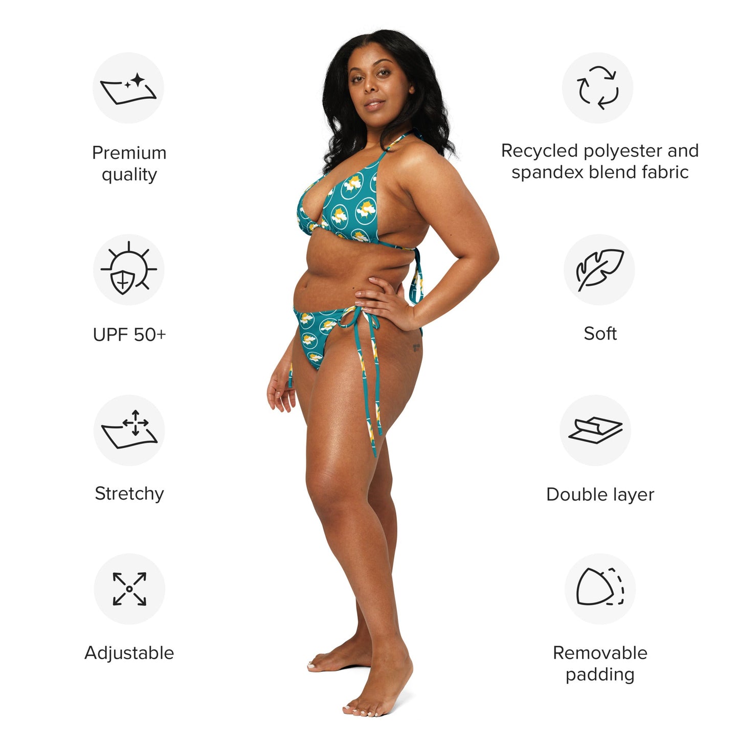 All - over print recycled string bikini, bathing suits, Swimming Suits. Women's Swimwear - PratSN